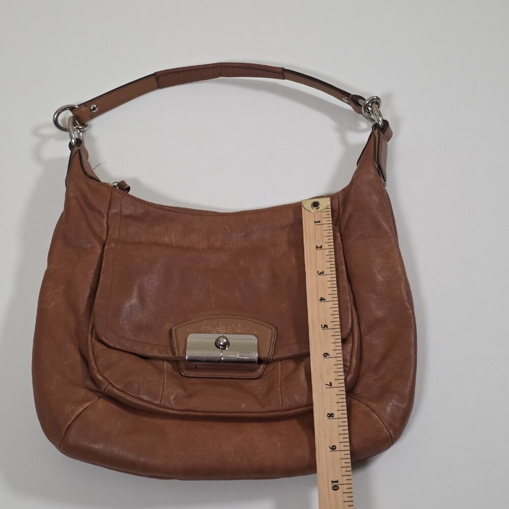 Coach Kristin Leather Hobo Shoulder Bag Brown 19293 Zip Lined Pockets FLAWS Boho - Picture 7 of 16